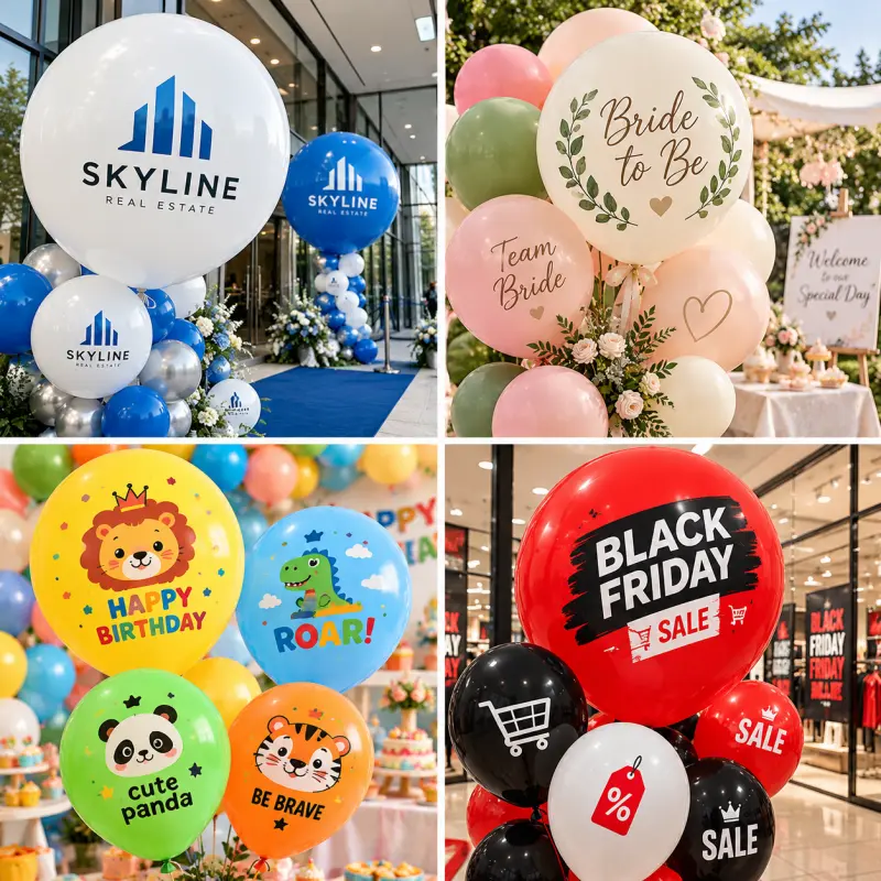 Aangepaste logo latex ballonnen groothandel: afdrukformaten kiezen