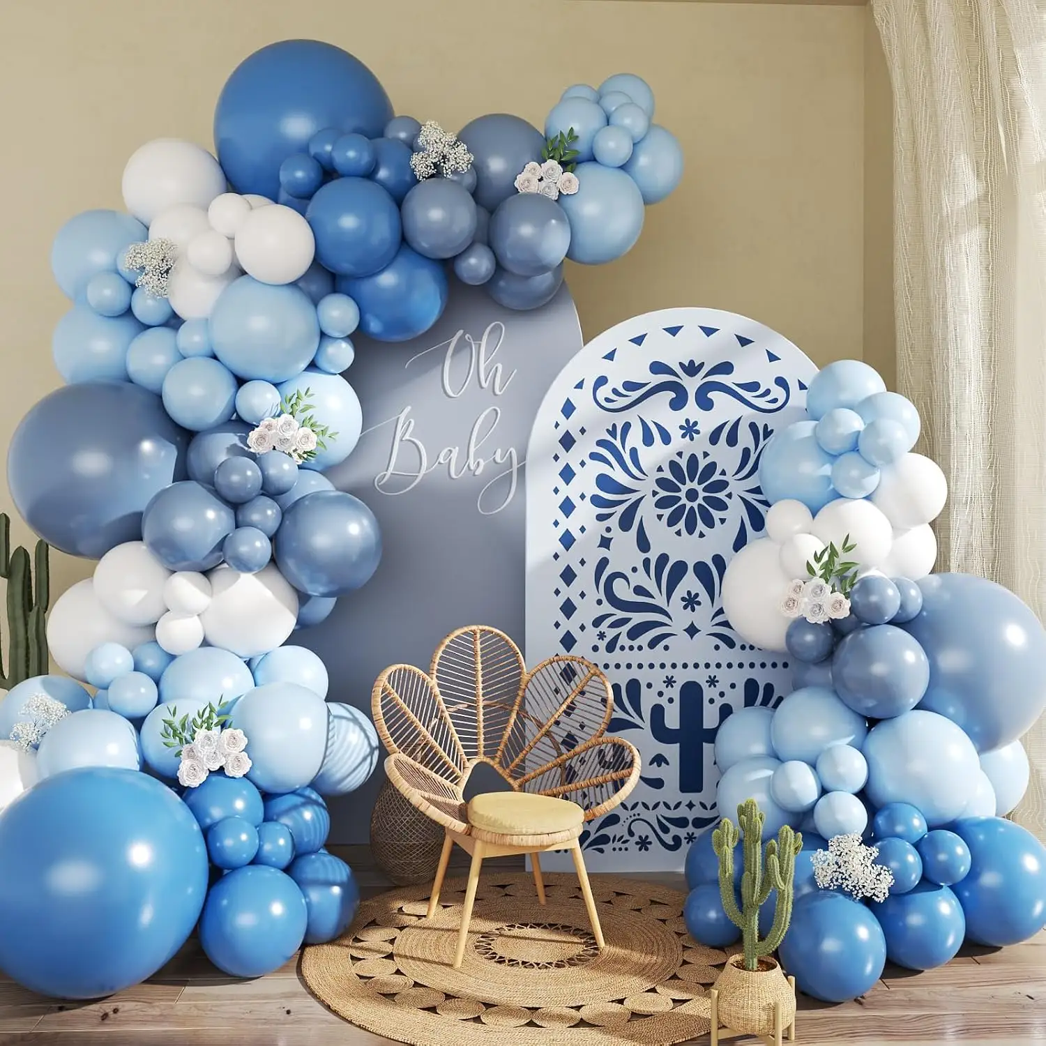 Denim blauwe ballonslingerboogsets