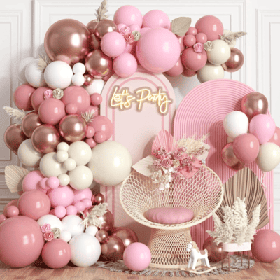 Stoffige roze ballonboogset