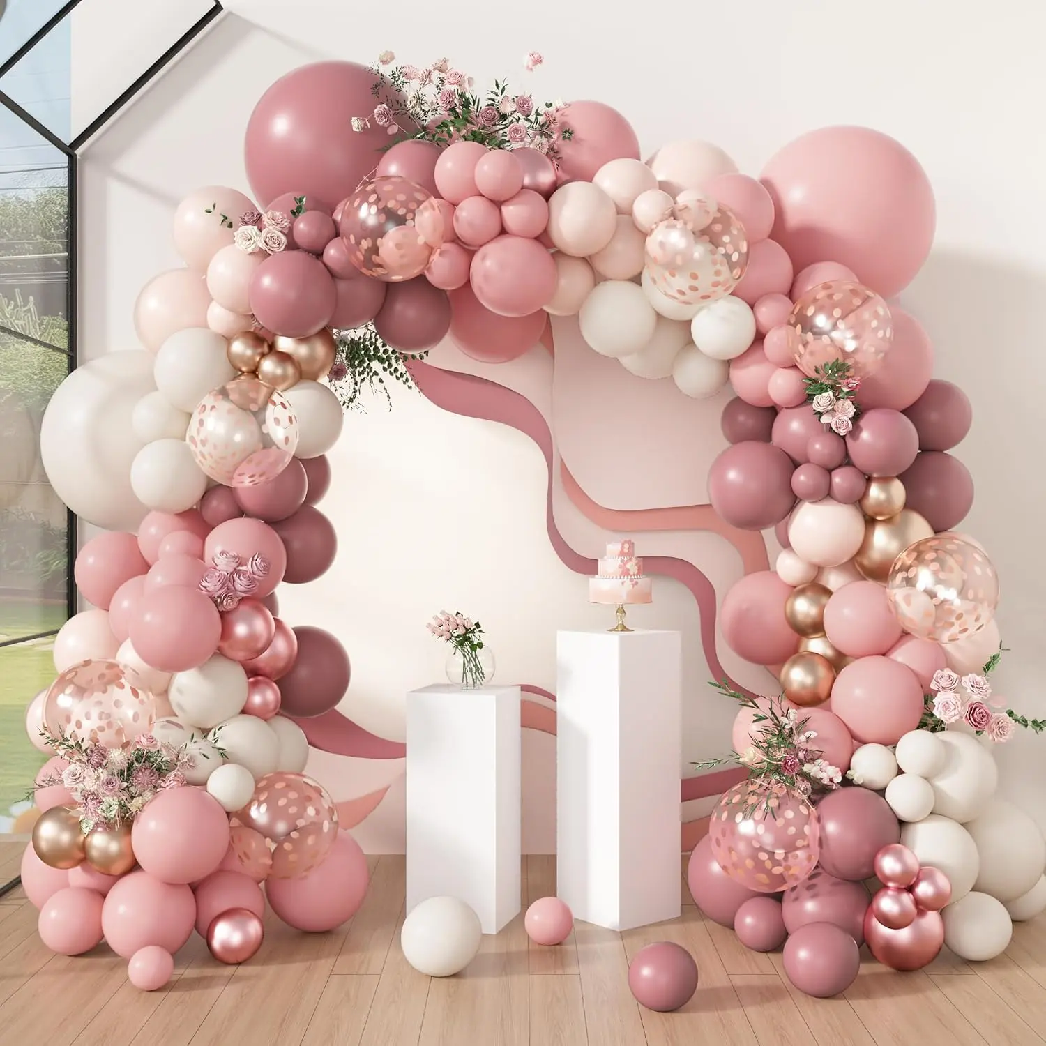 Stoffige Rose Ballon Slinger Boog Kits
