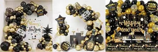 black and gold balloon decorations