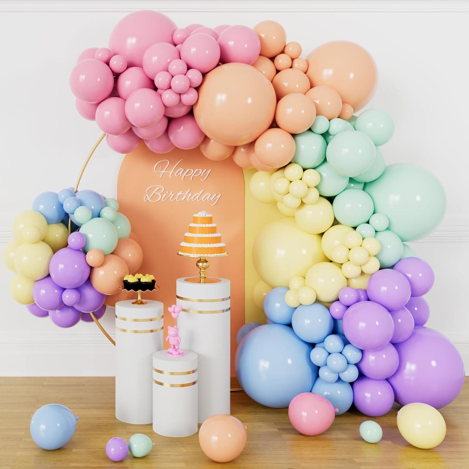 Pastel regenboog ballon slinger boog Kit