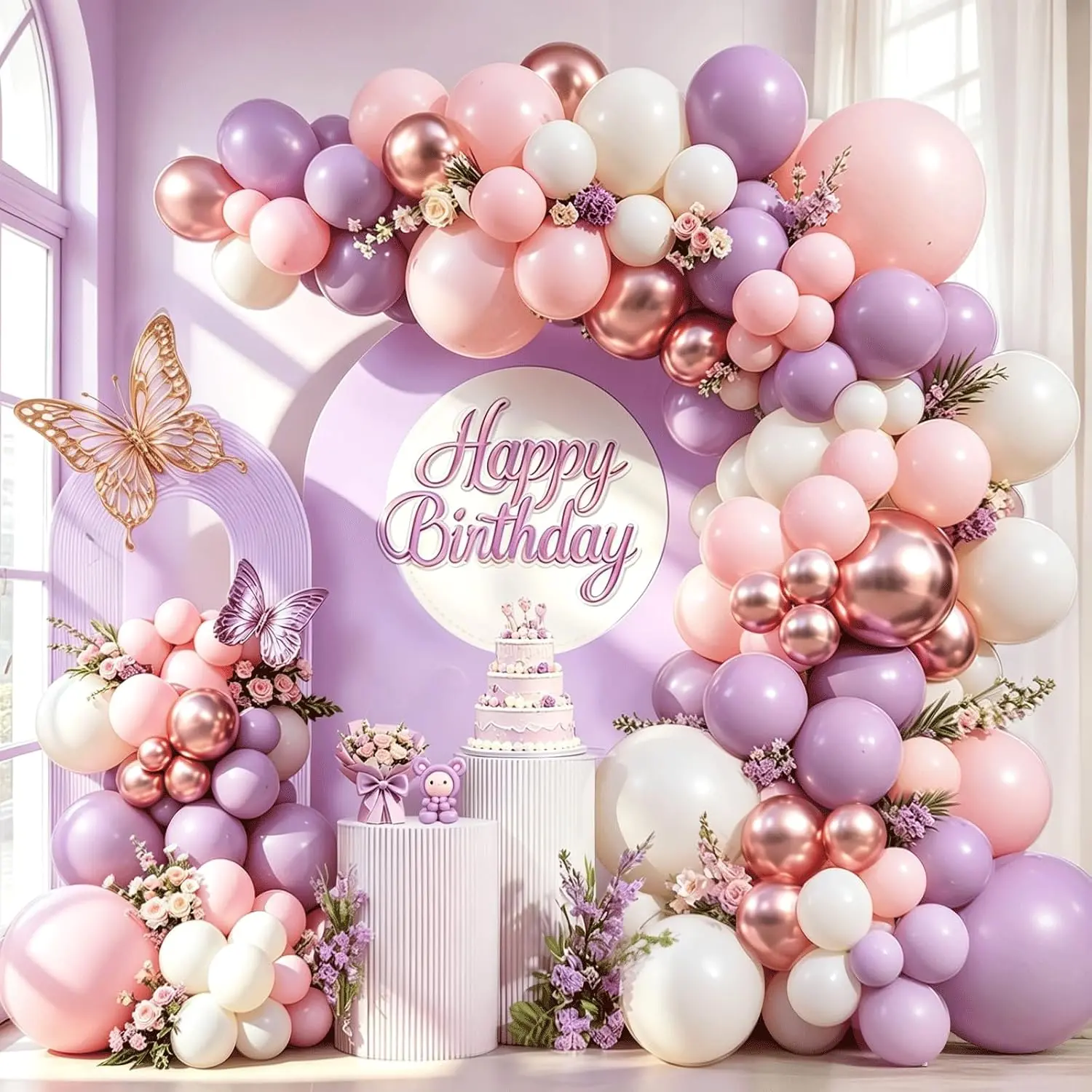 Roze paars witte ballon Garland Arch Kit