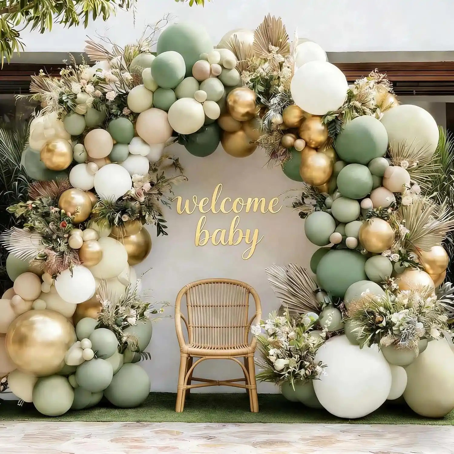 Salie groene baby shower ballon slinger