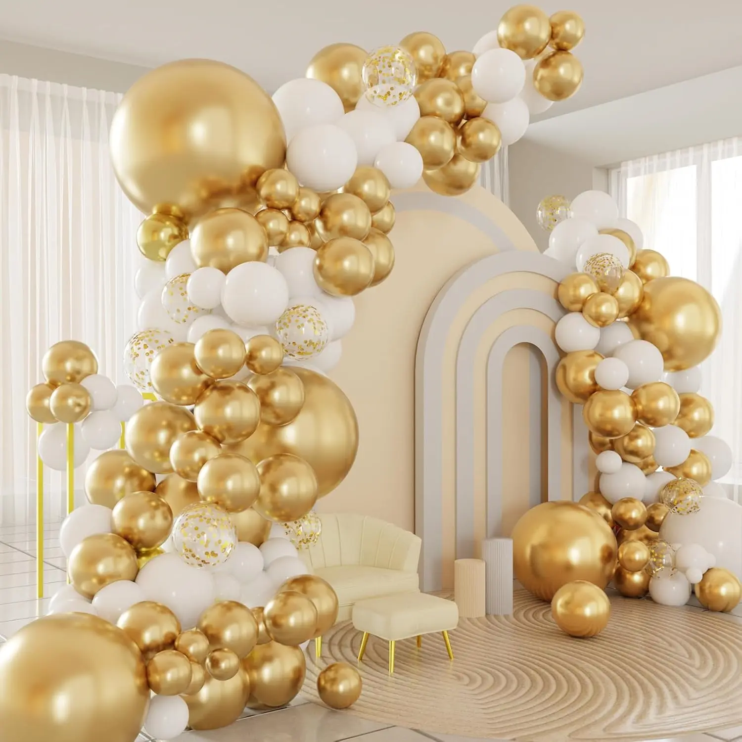 Witgouden ballonslingerboogsets