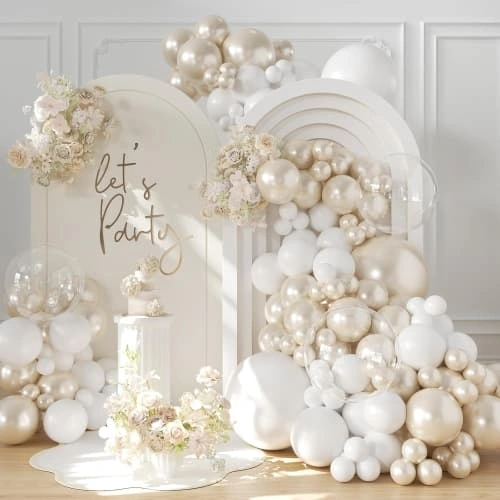 Witte bruiloft ballonboog
